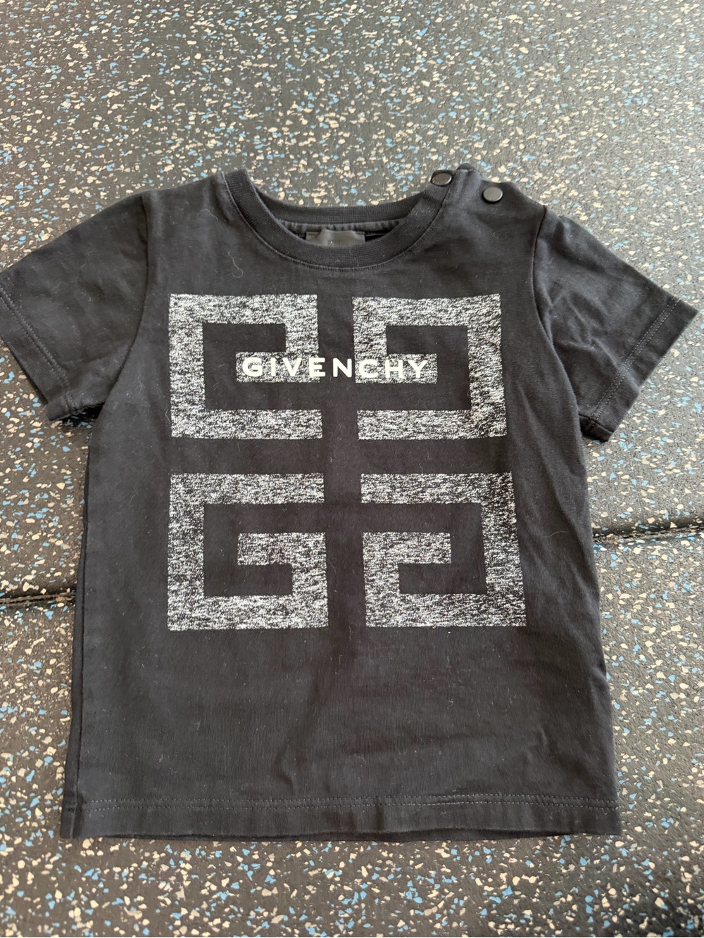 Givenchy Black Kids Logo Tee with Distressed White Graphic